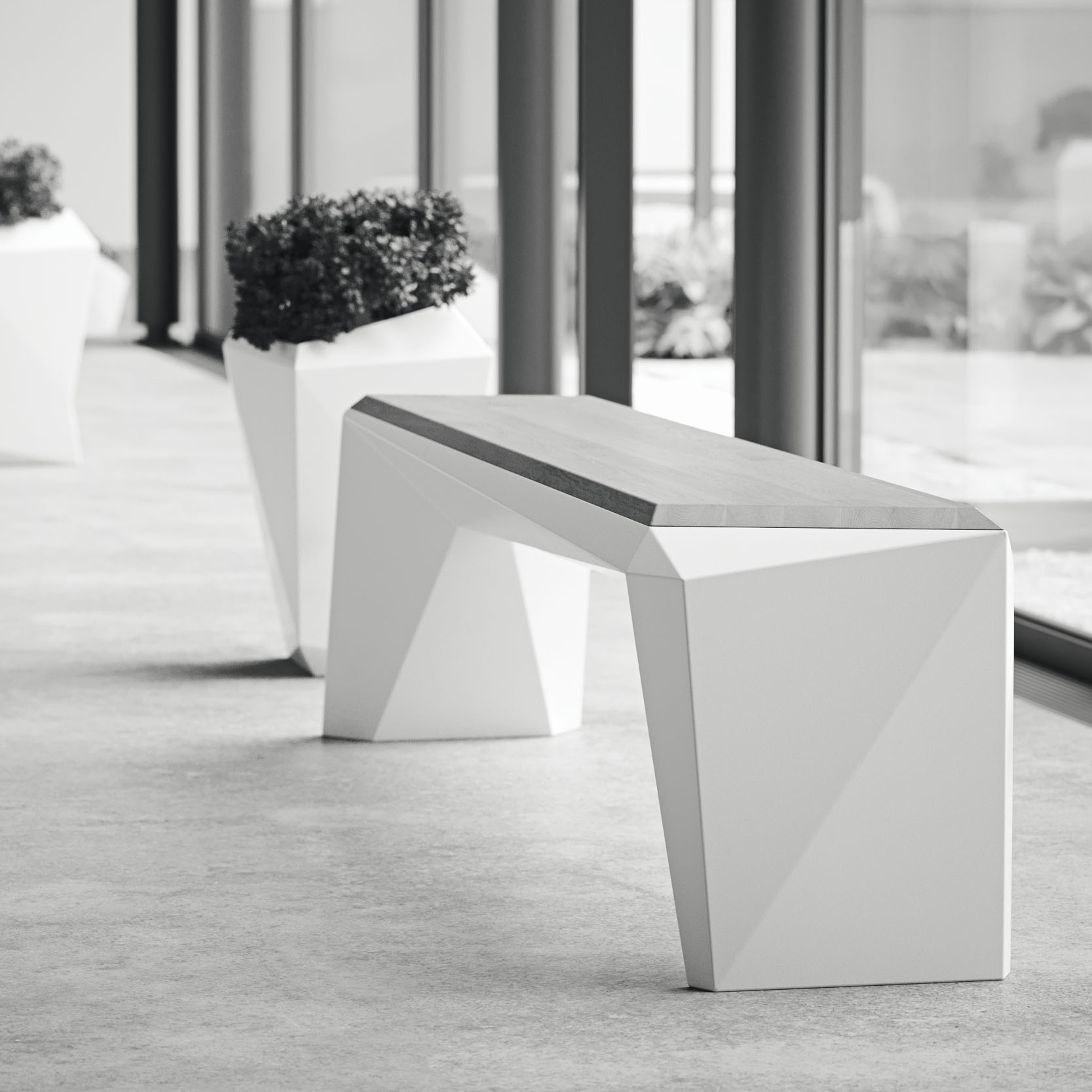 composite bench and pots design